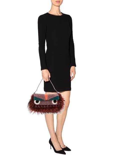 fendi shearling monster bag bug baguette|Fendi chenille bag.